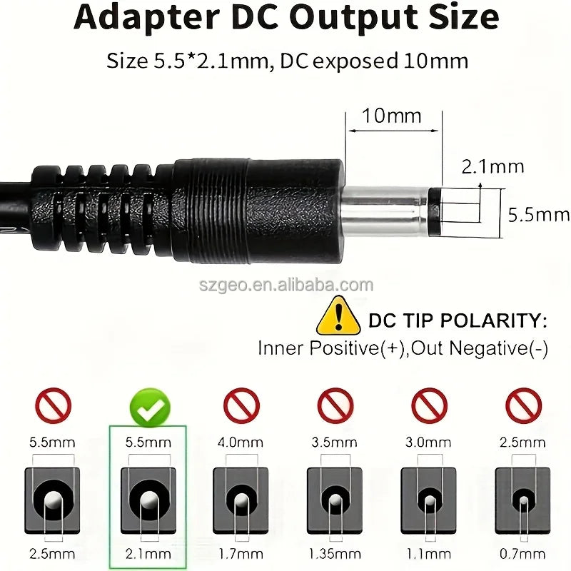 5V 2A AC to DC Wall-mounted Power Adapter US Plug with Multiple Interchangeable Plugs,Wide Compatibility for Various Electronics