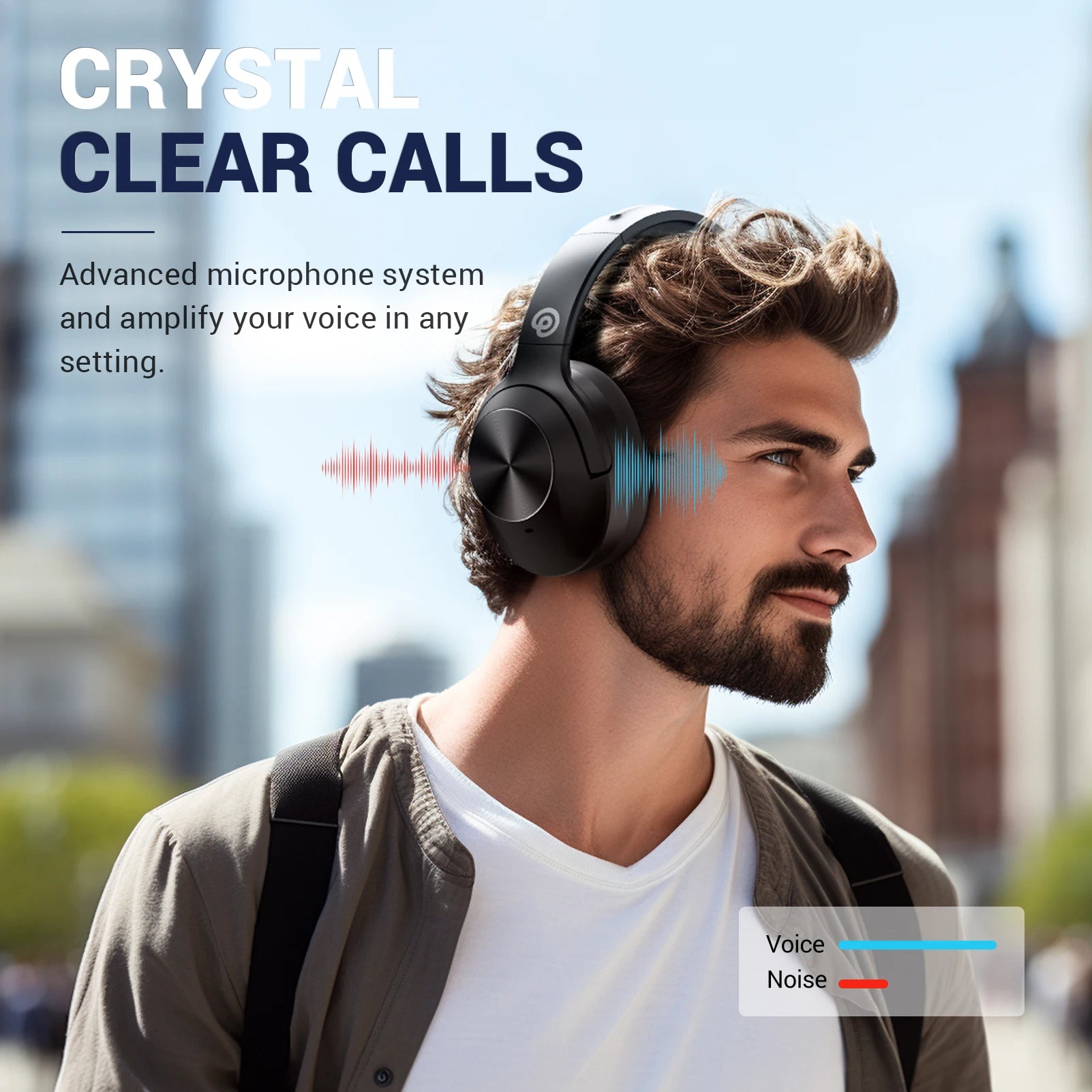 Hybrid Noise Cancelling Headphones with Deep Bass Wireless Headphones with Hi-Fi Audio,Memory Foam Ear Cups and 30H Play Time