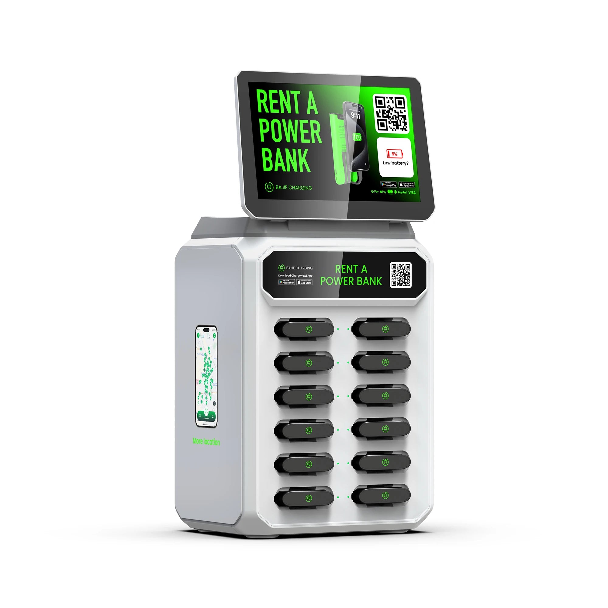 12 Slots Rental Power Bank Station 4g Mobile Phone Charging Vending Station 6000mah Battery Phone Charging Lockers