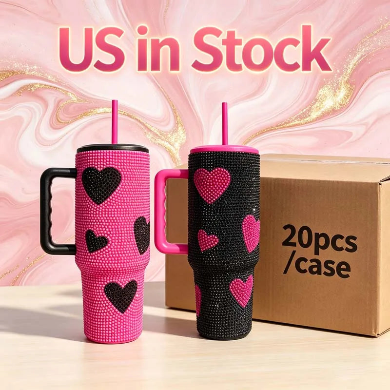 Us Warehouse 40 OZ Sparkle Rhinestone Dishwasher Safe Camping Gear 40OZ Tumbler Sublimation for Home Office Outdoor Daily Use