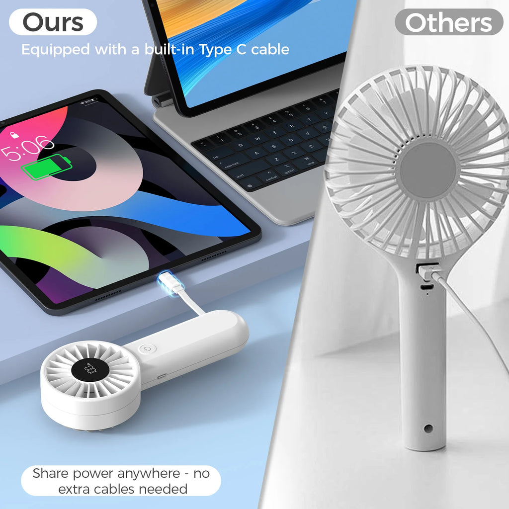 Bulk Order 2-in-1 Handheld Fan Power Bank, 3000mAh Rechargeable Multifunction Fan for Wholesale