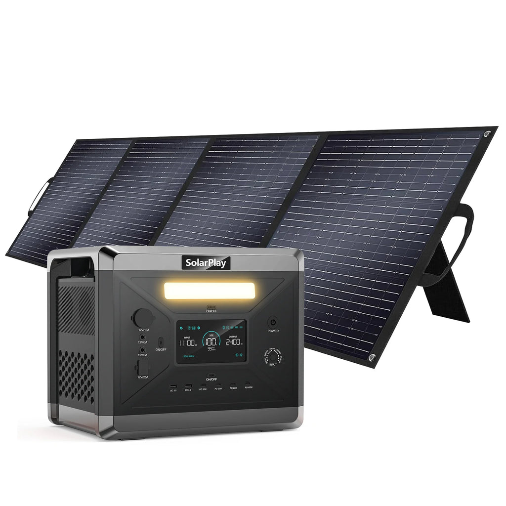 US Warehouse 2400W  2160Wh  Portable Solar Power Station With 200W Solar Panel for Camping Solar Generator Portable Storage