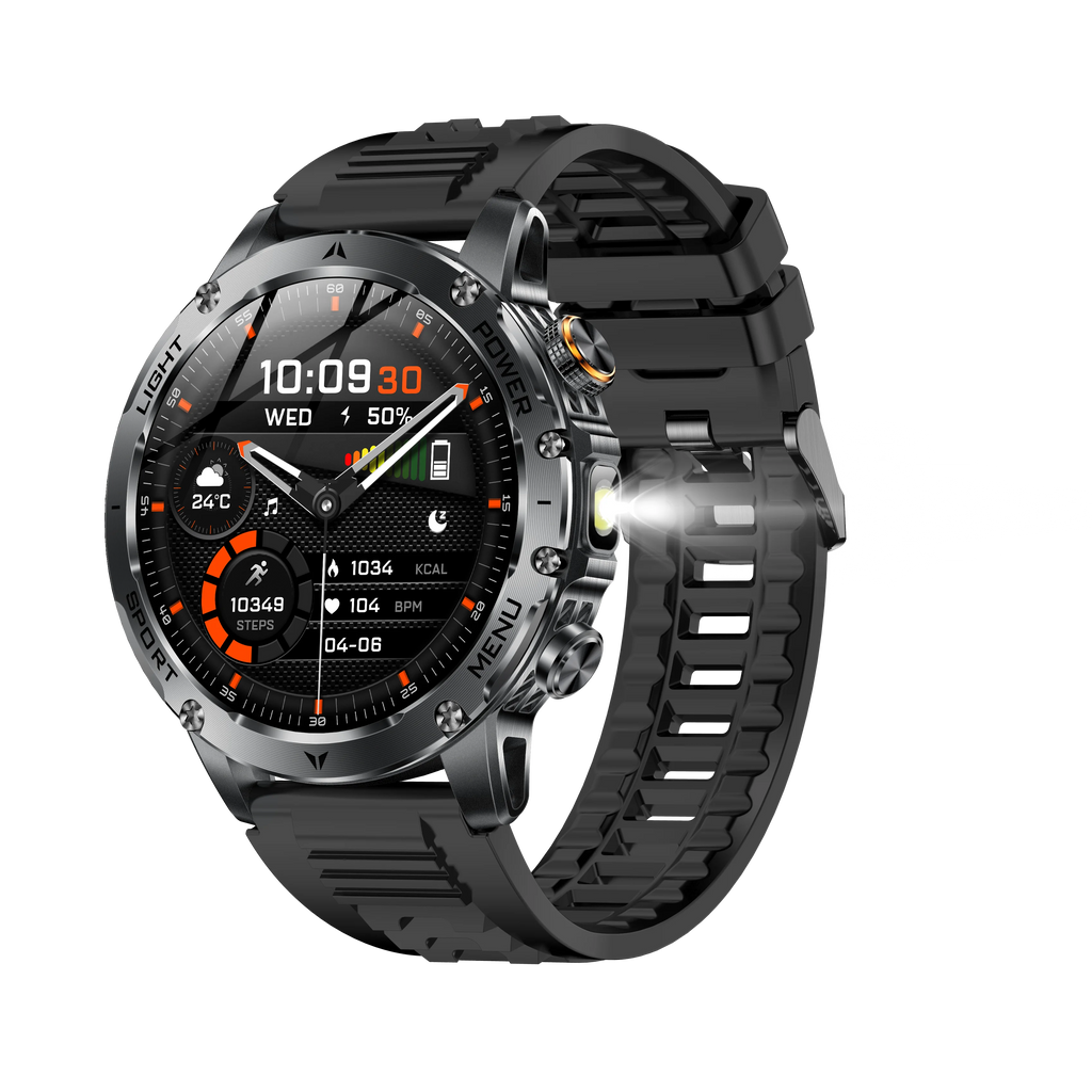 AK87 Outdoor Smart Watch Big Screen 1.7" HD Large Screen 100+ Sports BT Call Flashlight Compass Fitcloudpro IP68 SOS Smartwatch