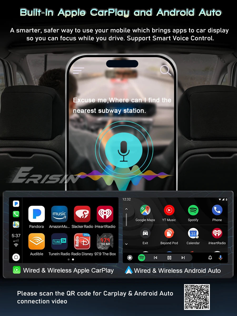 EU Erisin ES6609VB 7" Android 14 Car Radio CarPlay GPS DAB+ 4G SIM OBD2 IPB Split Screen Stereo TV for VW SEAT SKODA Auto