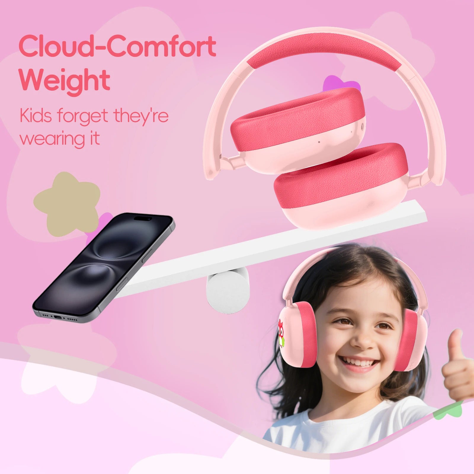 LOBKIN Kids Headphones Sports Wireless Over-Ear Foldable Design for 5.4 Hi-Fi Sound 20+ Hours Playtime 85dB Safe Volume
