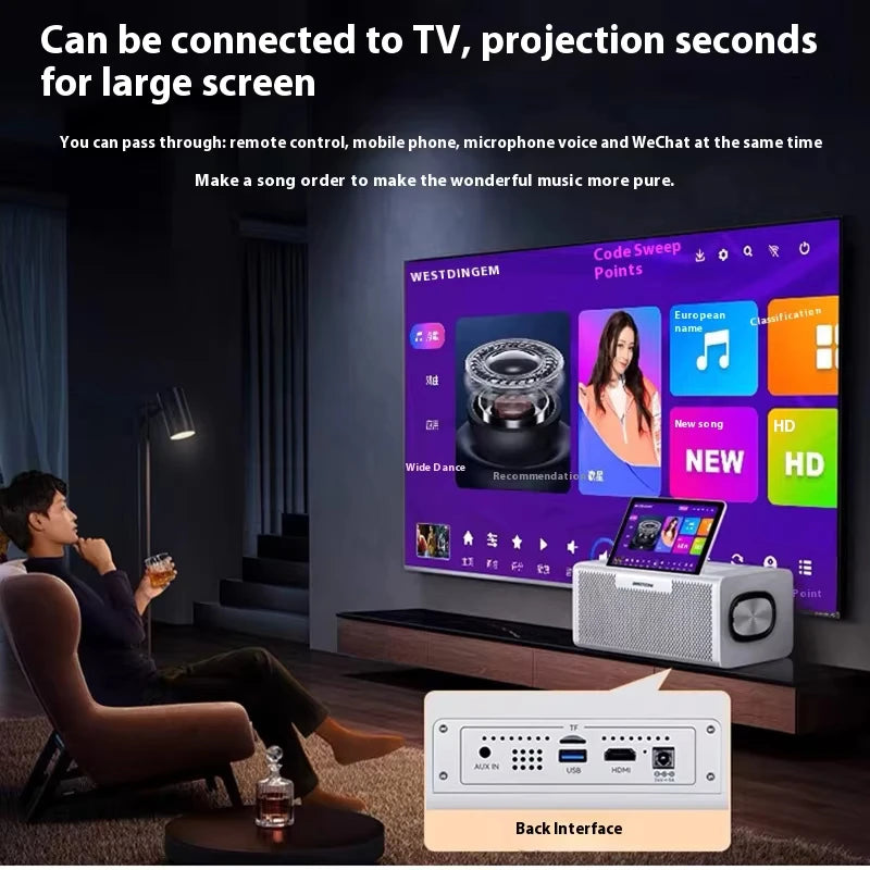 2025 All-in-One KTV Touch Screen Wireless Smart Party Bluetooth Android System Powerful Machine Karaoke Players Speaker With Mic