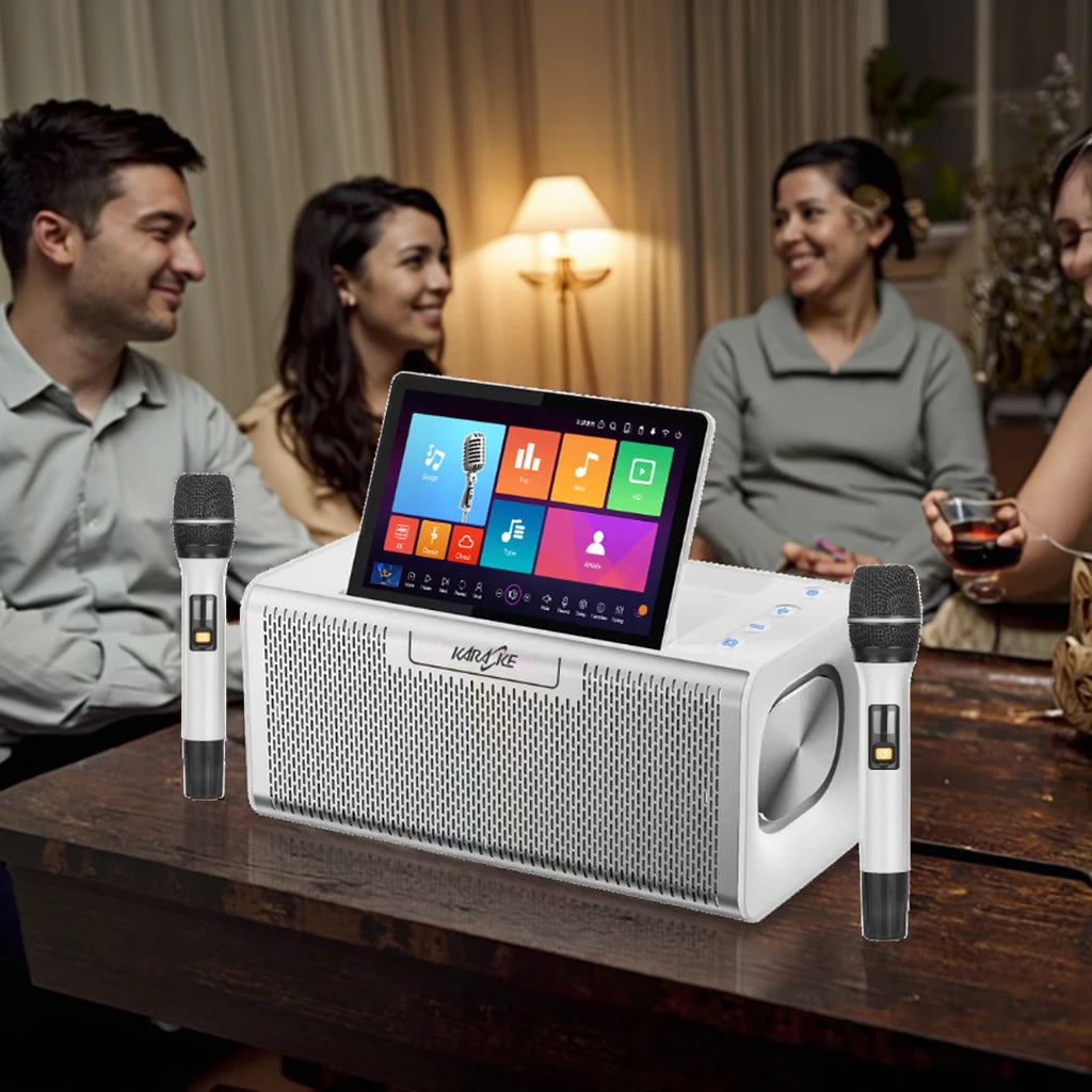 2025 All-in-One KTV Touch Screen Wireless Smart Party Bluetooth Android System Powerful Machine Karaoke Players Speaker With Mic