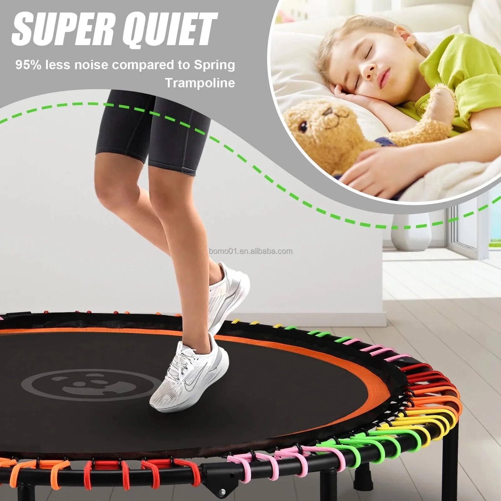 Zoshine  Heavy Duty 48" Round Indoor Trampoline 550lbs Foldable Eco-Friendly Durable -Resistant Safe Soft Home Use