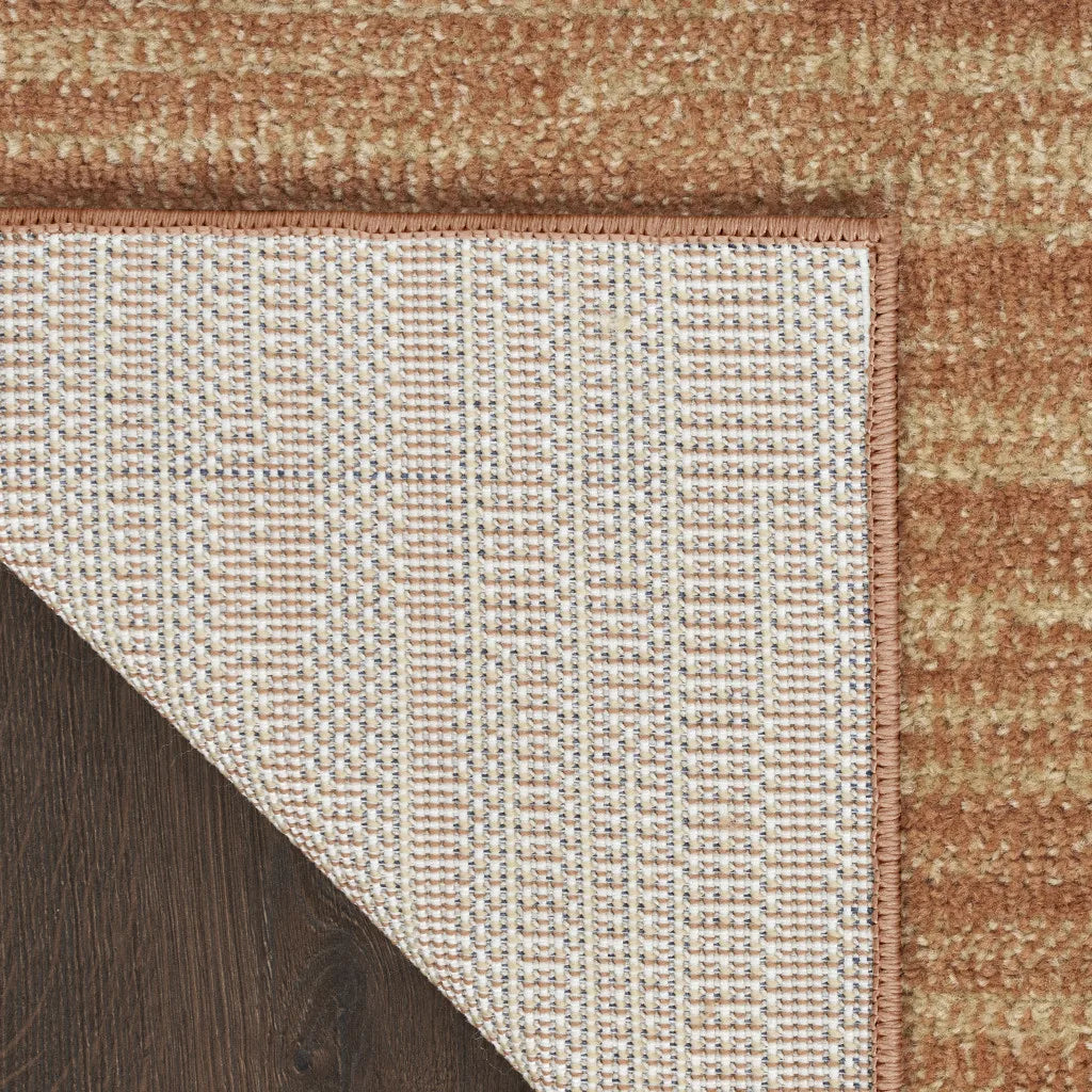 HMS 7' Rust Abstract Indoor Outdoor Area Rug Square Rustic Design for Indoors and Outdoors