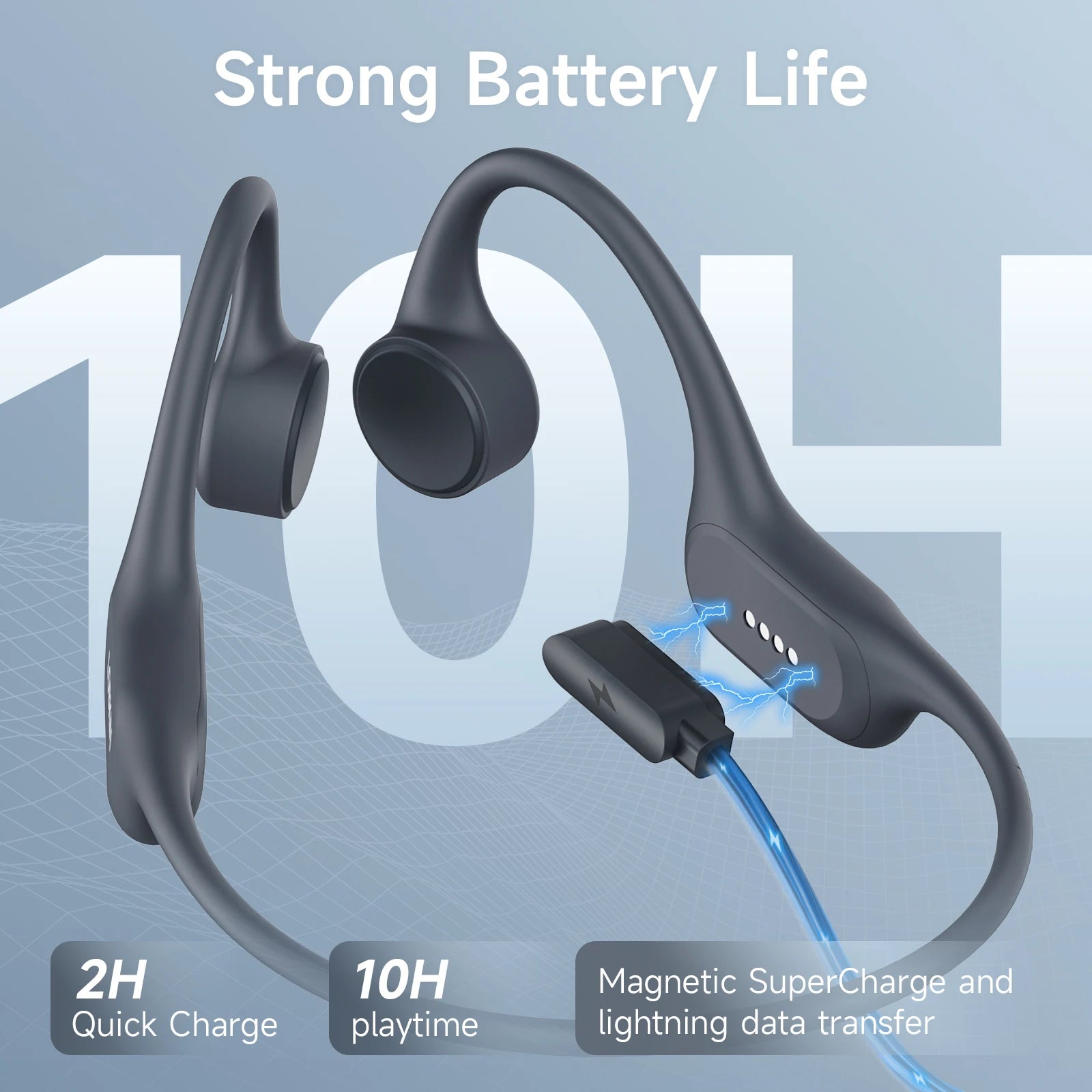 LOBKIN Bone Conduction Headphones for 5.4 Wireless Swimming Headset Underwater IP68 Waterproof Open Ear Sports LED Built-in 32GB