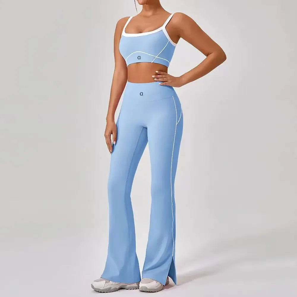 Women Yoga Set Yoga 2-piece Letter Printing Sports Suit Aloismness Casual
