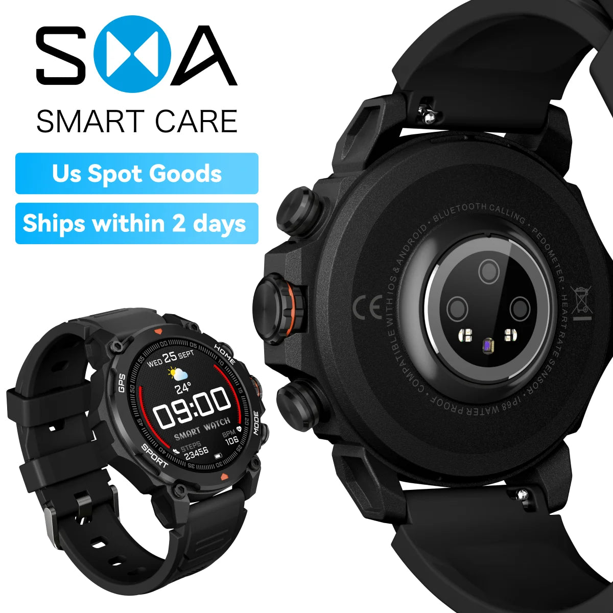 Medical Grade Smart Watch ECG/EKG Blood Pressure Monitor AI Health Analysis for Seniors US Warehouse