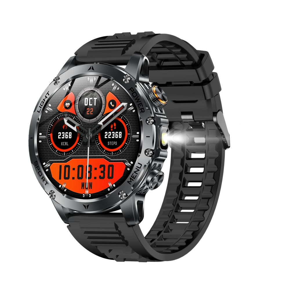 AK87 Outdoor Smart Watch Big Screen 1.7" HD Large Screen 100+ Sports BT Call Flashlight Compass Fitcloudpro IP68 SOS Smartwatch