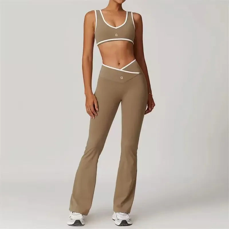 Women Yoga Set Yoga 2-piece Letter Printing Sports Suit Aloismness Casual