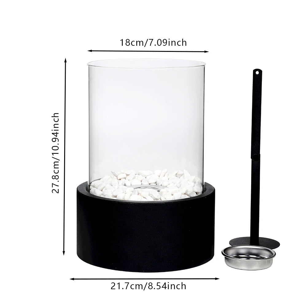 Round Metal Black Table Fireplace Tabletop Ethanol Fireplace Round Black Bio Ethanol Ventless Fireplace (EU Stock)