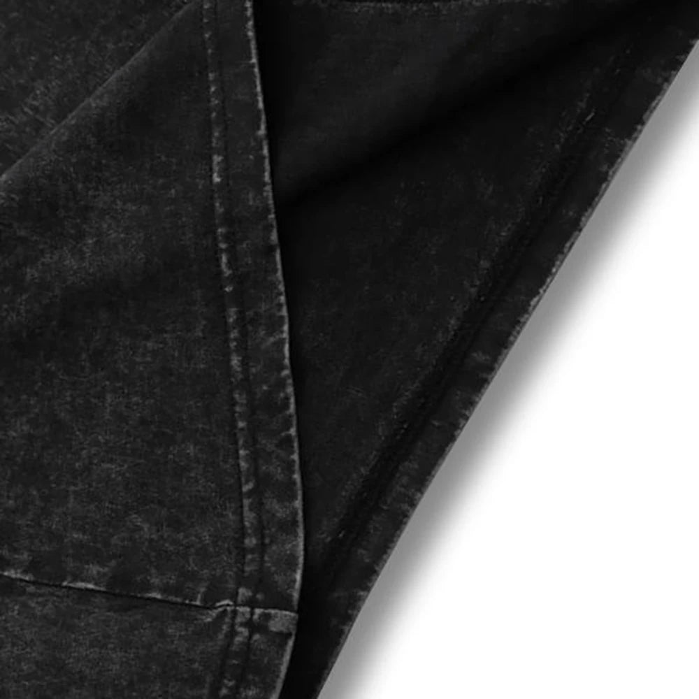 Free Shipping Custom 200 Gsm Black Cotton Tshirt Washed Black Short Sleeve Casual Loose Fit Street Style Tee