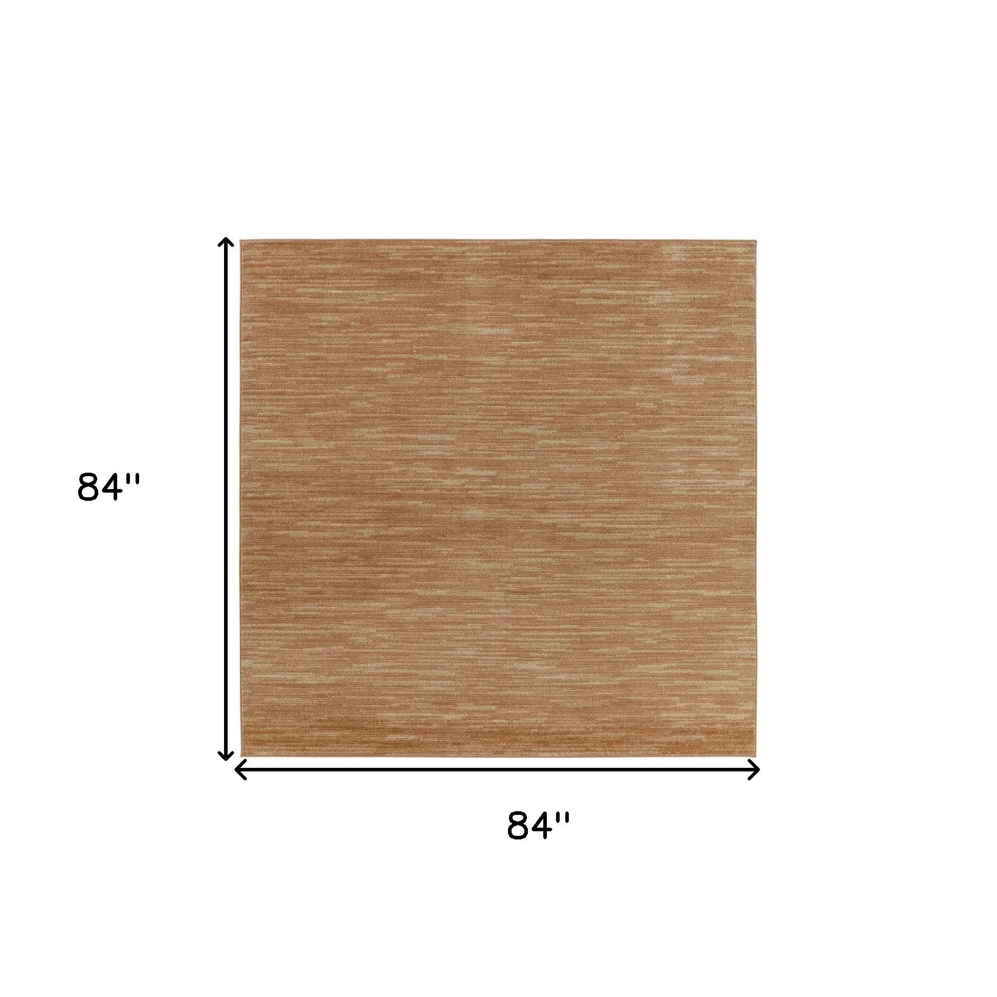 HMS 7' Rust Abstract Indoor Outdoor Area Rug Square Rustic Design for Indoors and Outdoors