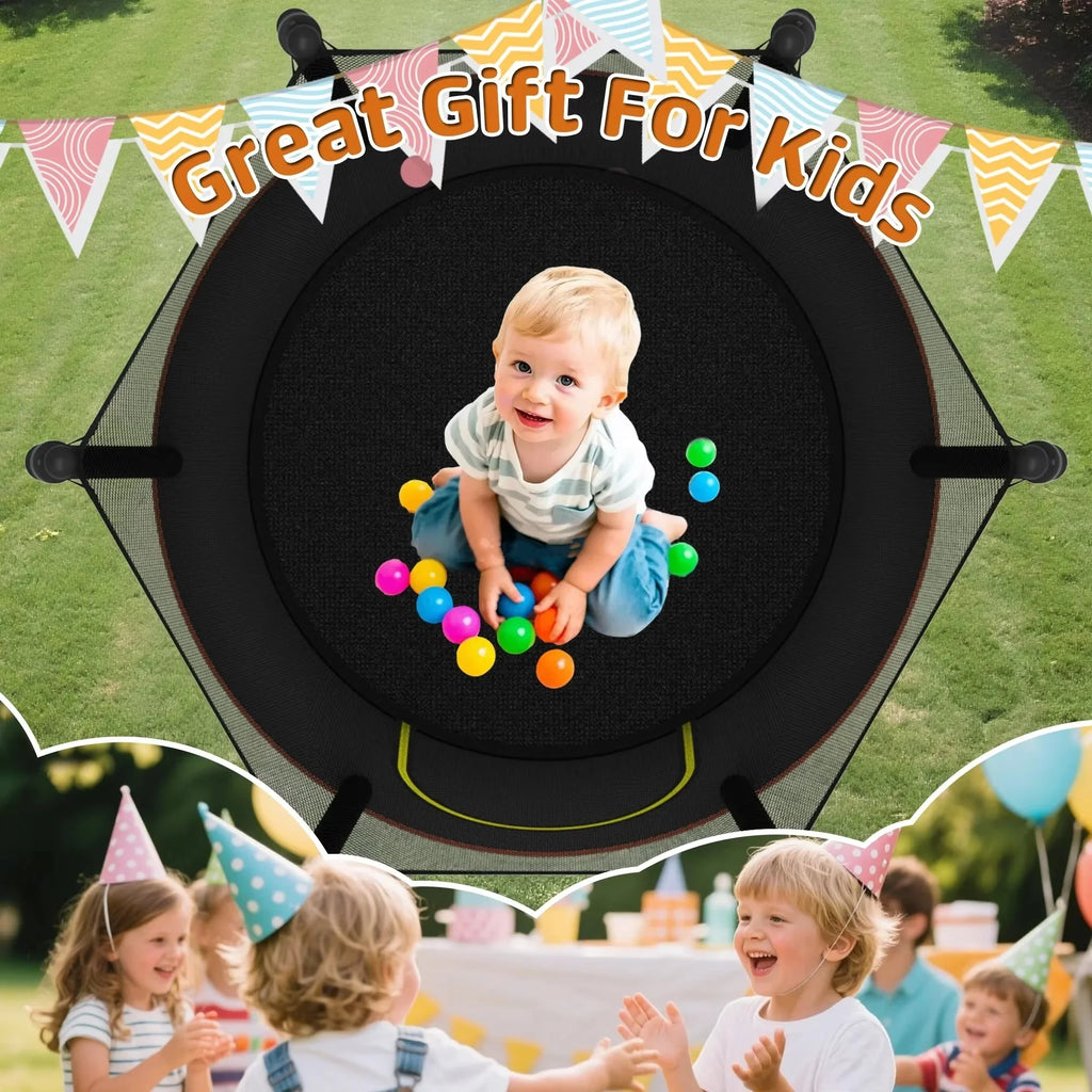 Zoshine 60 Inch Kids Trampoline with Enclosure Safety Net Strong Jumping Mat with Anti-slip Design Perfect for Kids Fun
