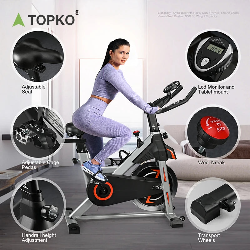 TOPKO US Warehouse Indoor Exercise Machine Equipment Commercial Body Fit Spin Bike