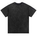 Free Shipping Custom 200 Gsm Black Cotton Tshirt Washed Black Short Sleeve Casual Loose Fit Street Style Tee