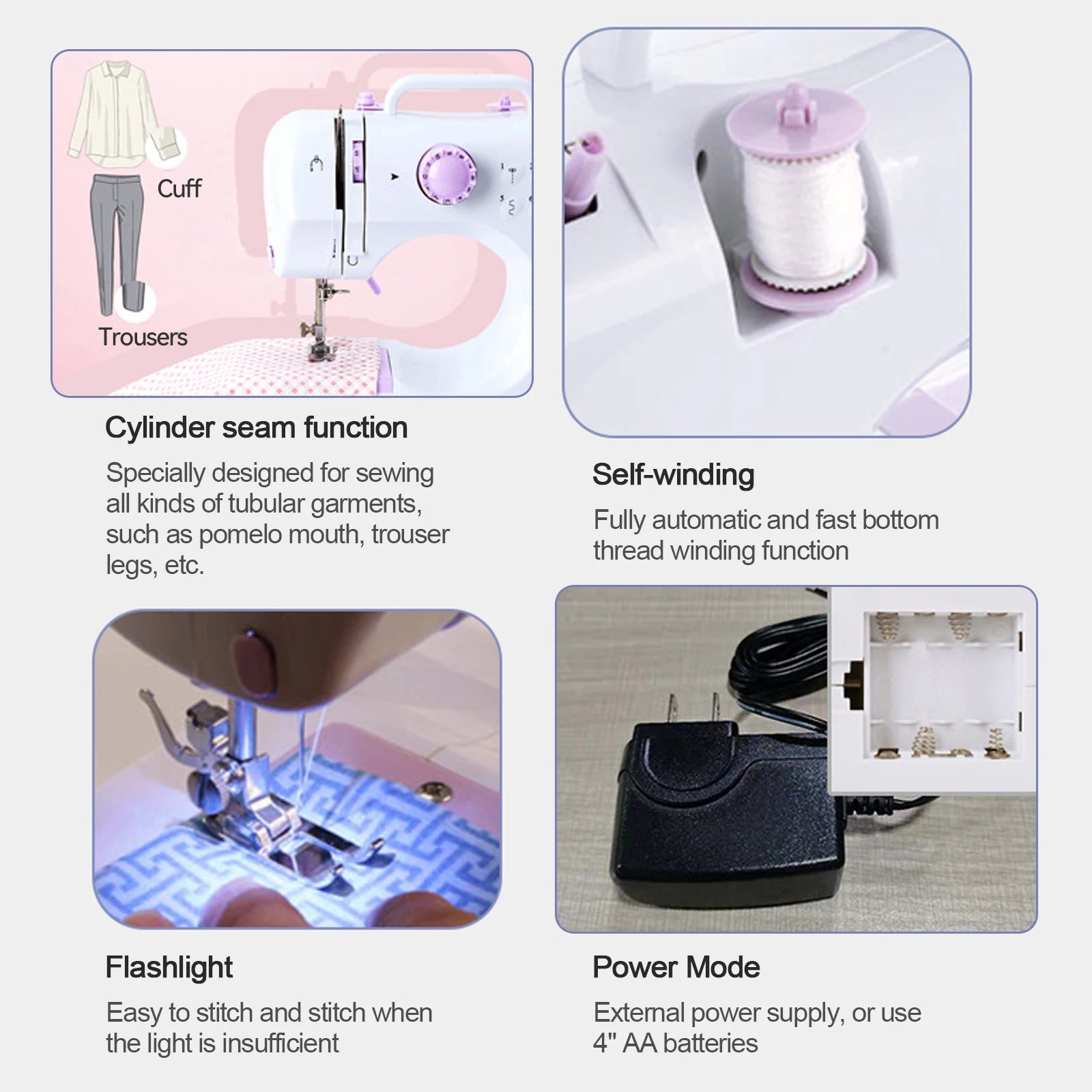 505A 12-Stitches Electric Sewing Machine Mini Household Double Thread Sewing Machine 11pcs Presser Feet 97pcs Sewing Kit EU 220V