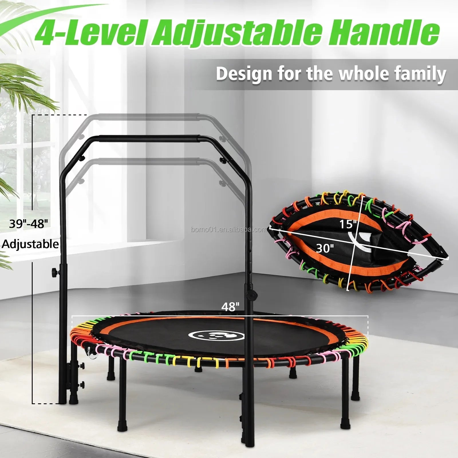Zoshine  Heavy Duty 48" Round Indoor Trampoline 550lbs Foldable Eco-Friendly Durable -Resistant Safe Soft Home Use