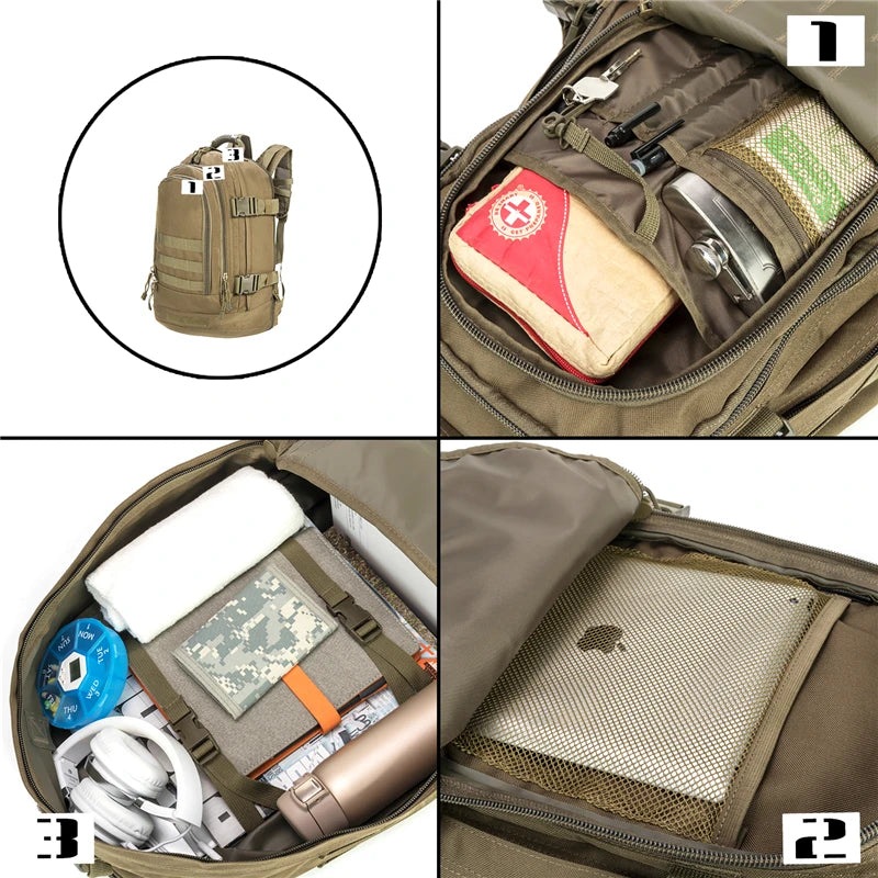 American Warehouse Expandable Tactical Waterproof Backpack Waterproof Molle Hiking Camping Tactical Bug Out Backpack