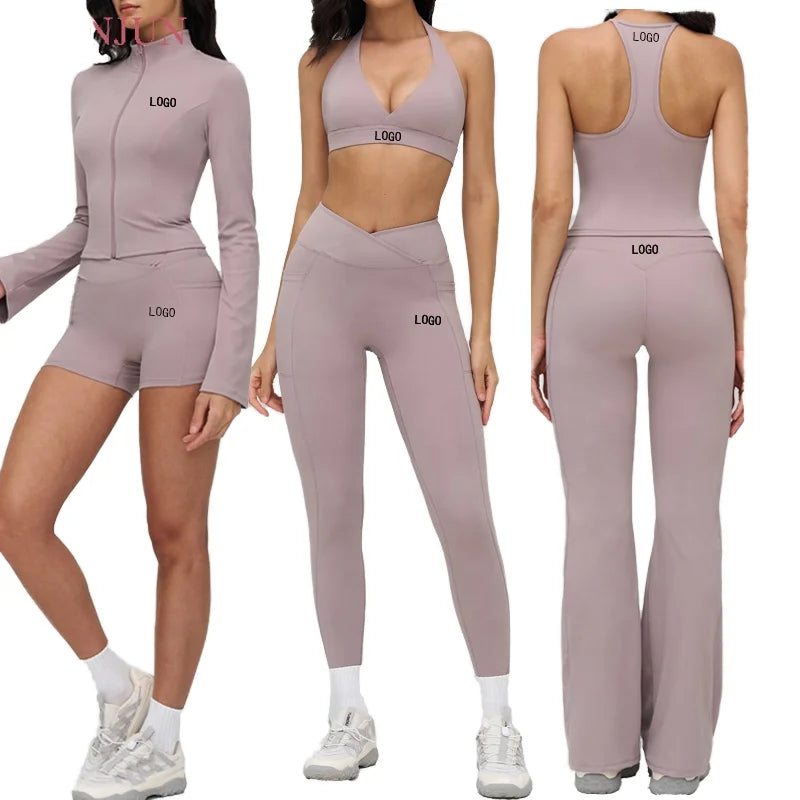 2025 Lightweight Seamless Quick Drying Breathable Yoga 6-Piece Fitness Gym Wear Yoga Bra High Waist Leggings Yoga Sets for Women