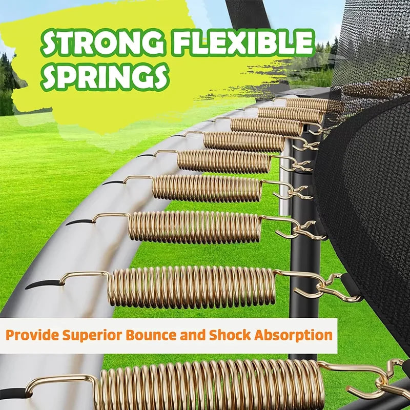 Zoshine 12FT Round Trampoline with Enclosure Net and Non-slip Ladder Curved Pole Heavy Duty Trampoline in Stock