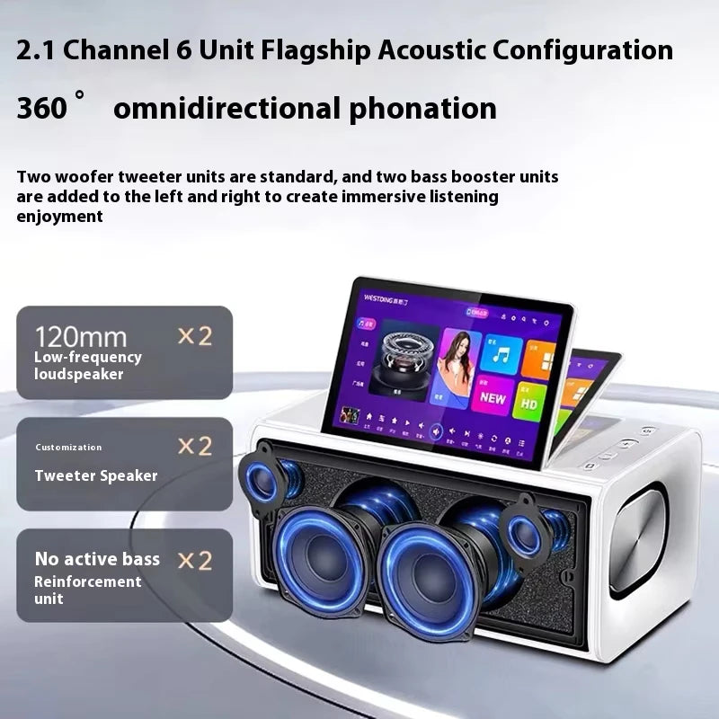 2025 All-in-One KTV Touch Screen Wireless Smart Party Bluetooth Android System Powerful Machine Karaoke Players Speaker With Mic