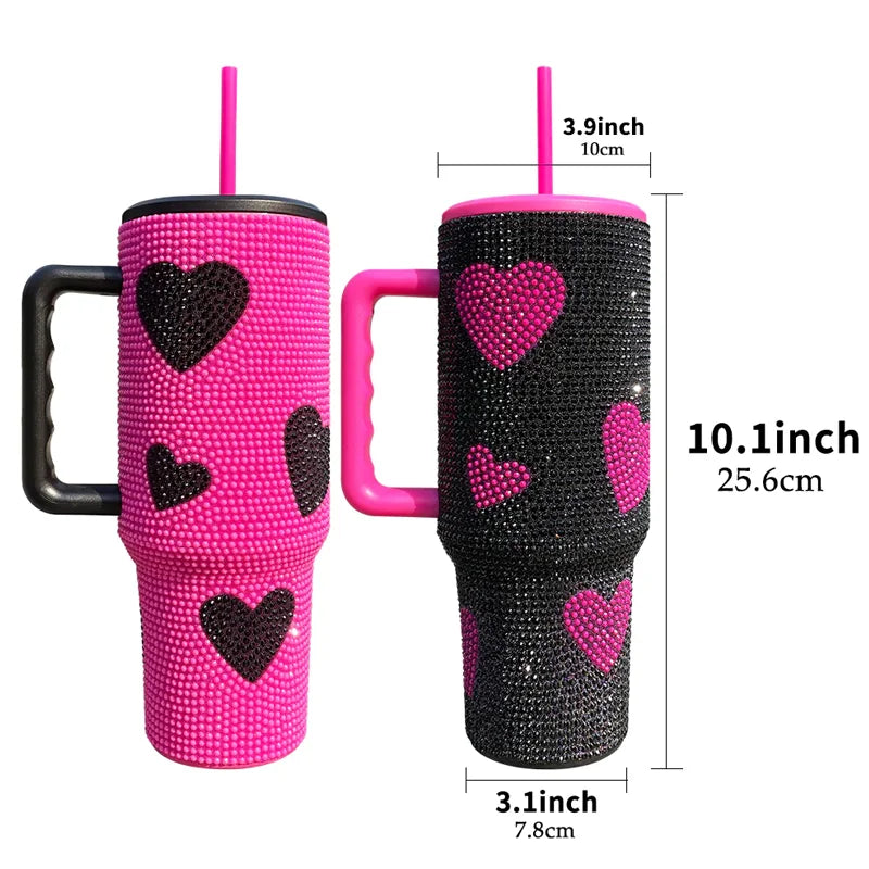 Us Warehouse 40 OZ Sparkle Rhinestone Dishwasher Safe Camping Gear 40OZ Tumbler Sublimation for Home Office Outdoor Daily Use