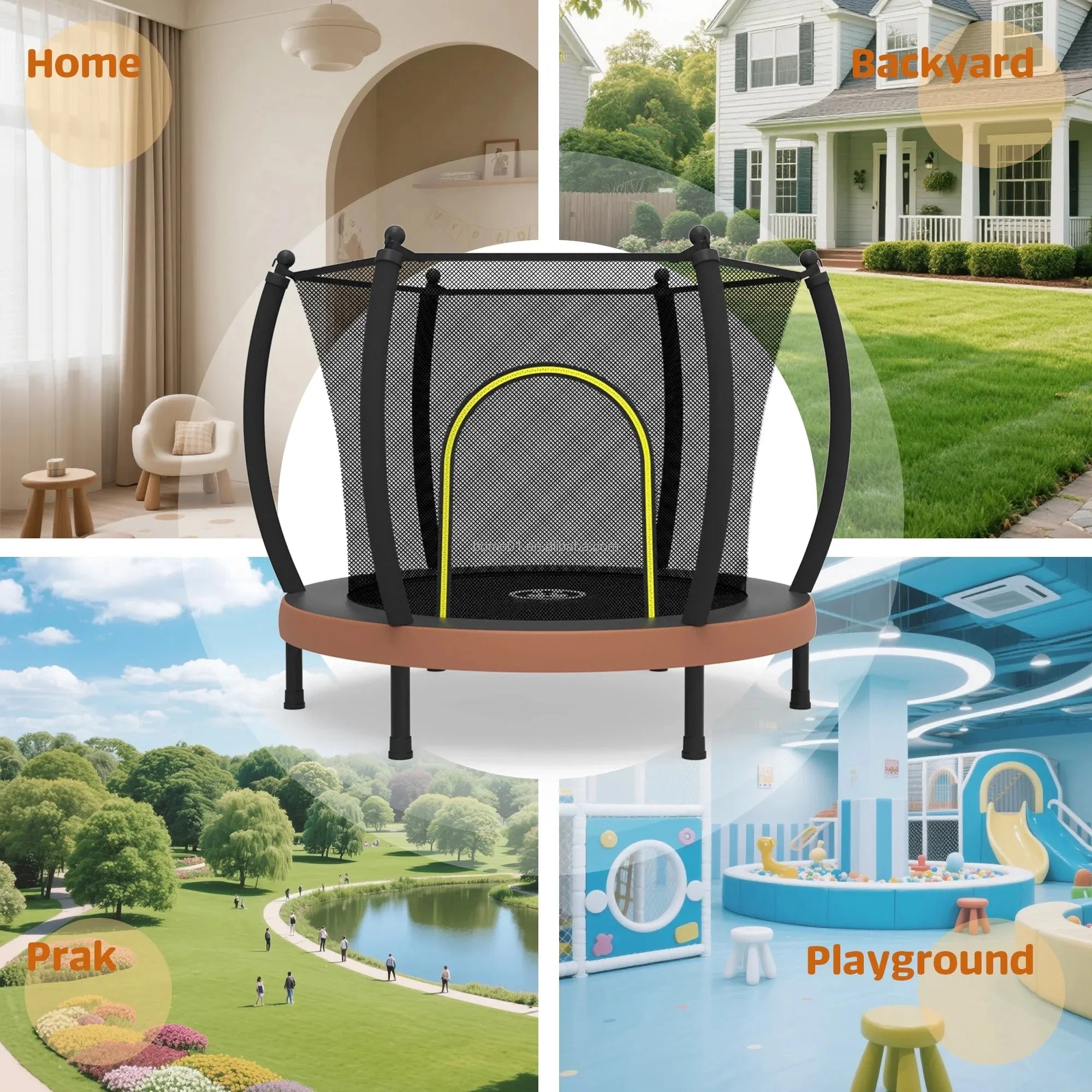 Zoshine 60-Inch Kids Jumping Trampoline Indoor Use Toddler Trampoline with Enclosure Net in Stock at U.S. Warehouse