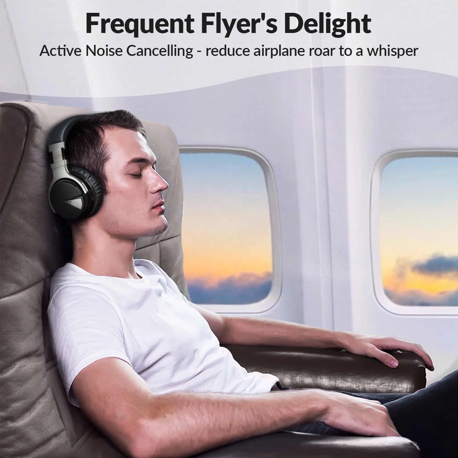 ANC Wireless Over-ear Headphones BT5.0 Noise Cancelling Headset with Super Bass and Long Playtime