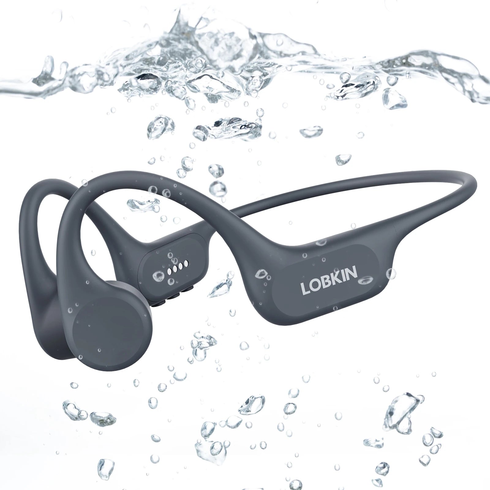 LOBKIN Bone Conduction Headphones for 5.4 Wireless Swimming Headset Underwater IP68 Waterproof Open Ear Sports LED Built-in 32GB