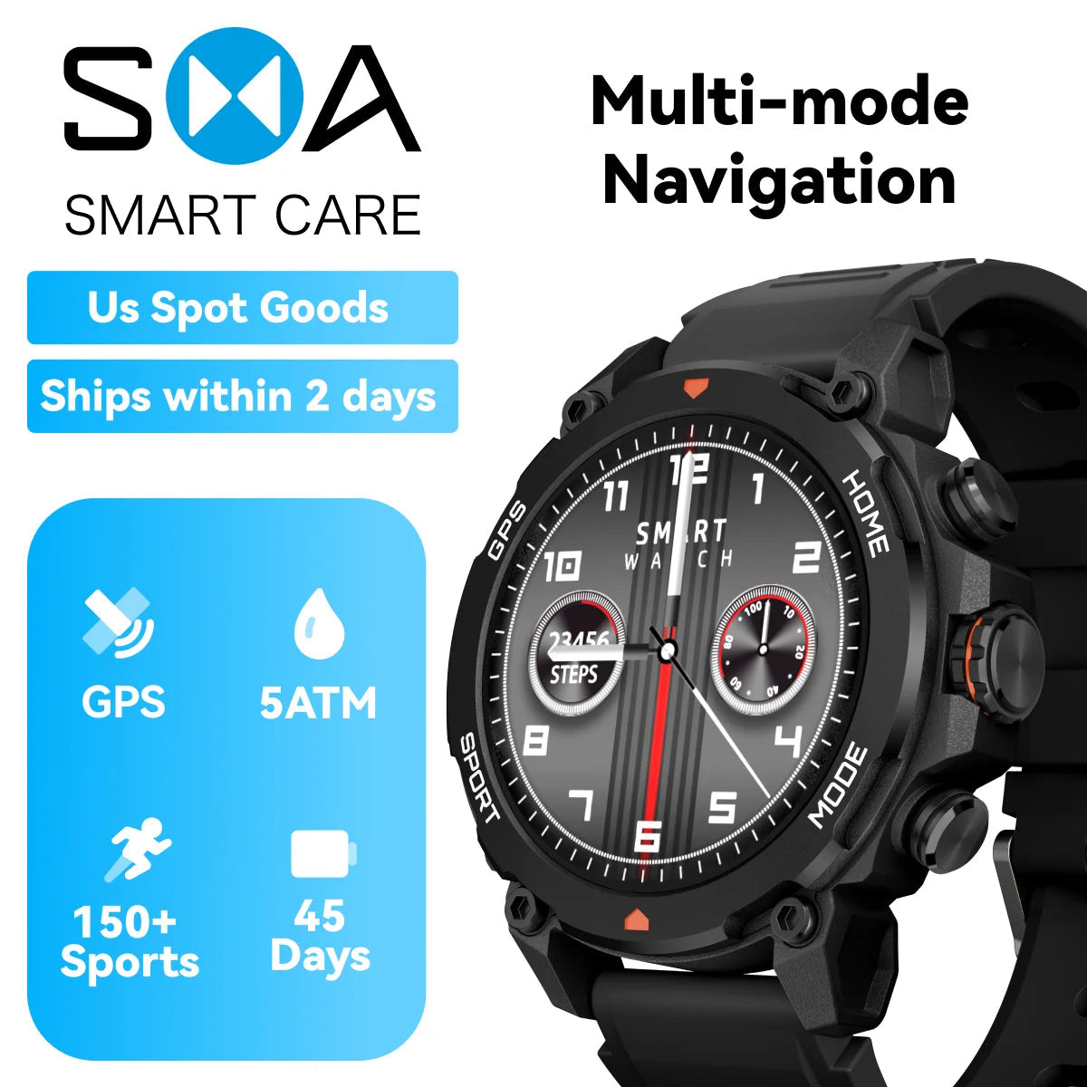 1.43" AMOLED Ultra HD Smart Watch Bluetooth Calling Voice Assistant Heart Rate Monitor US Warehouse
