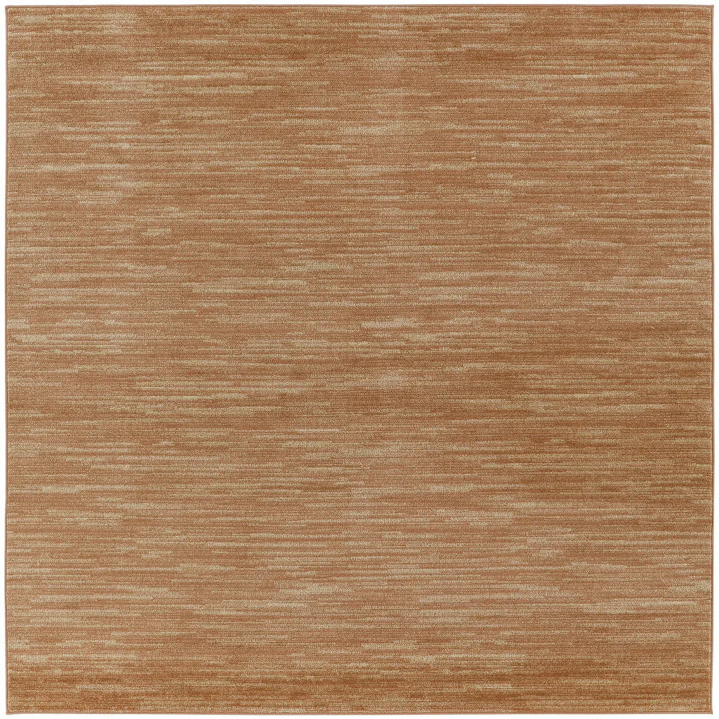 HMS 7' Rust Abstract Indoor Outdoor Area Rug Square Rustic Design for Indoors and Outdoors