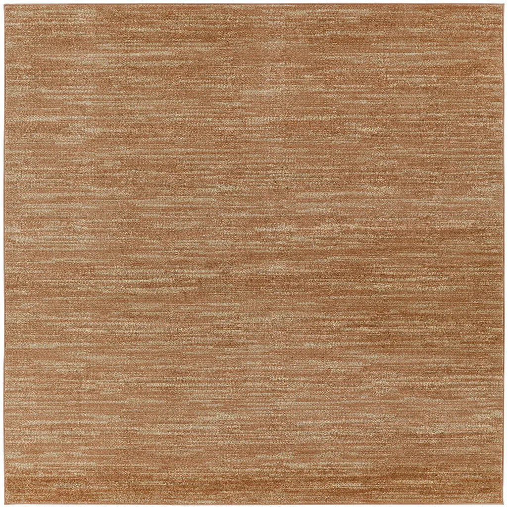 HMS 7' Rust Abstract Indoor Outdoor Area Rug Square Rustic Design for Indoors and Outdoors