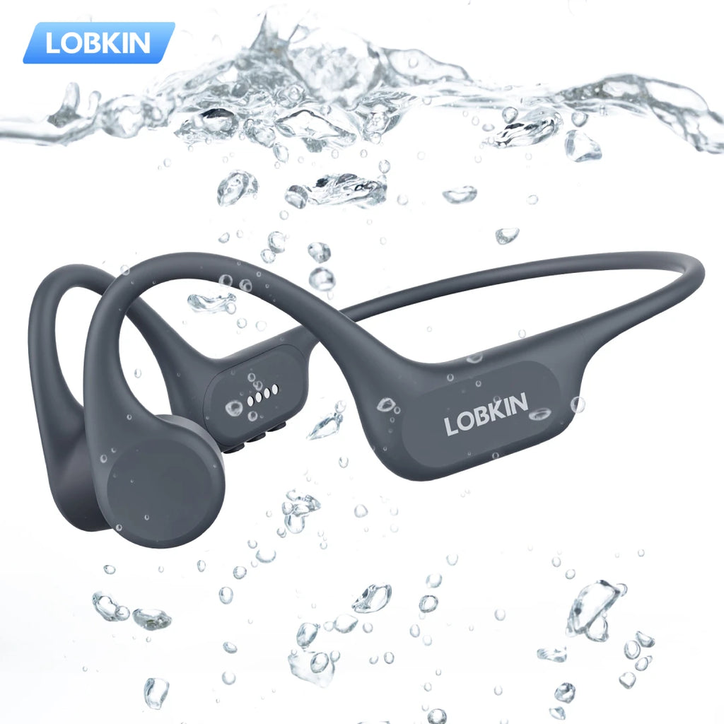 LOBKIN Bone Conduction Headphones for 5.4 Wireless Swimming Headset Underwater IP68 Waterproof Open Ear Sports LED Built-in 32GB