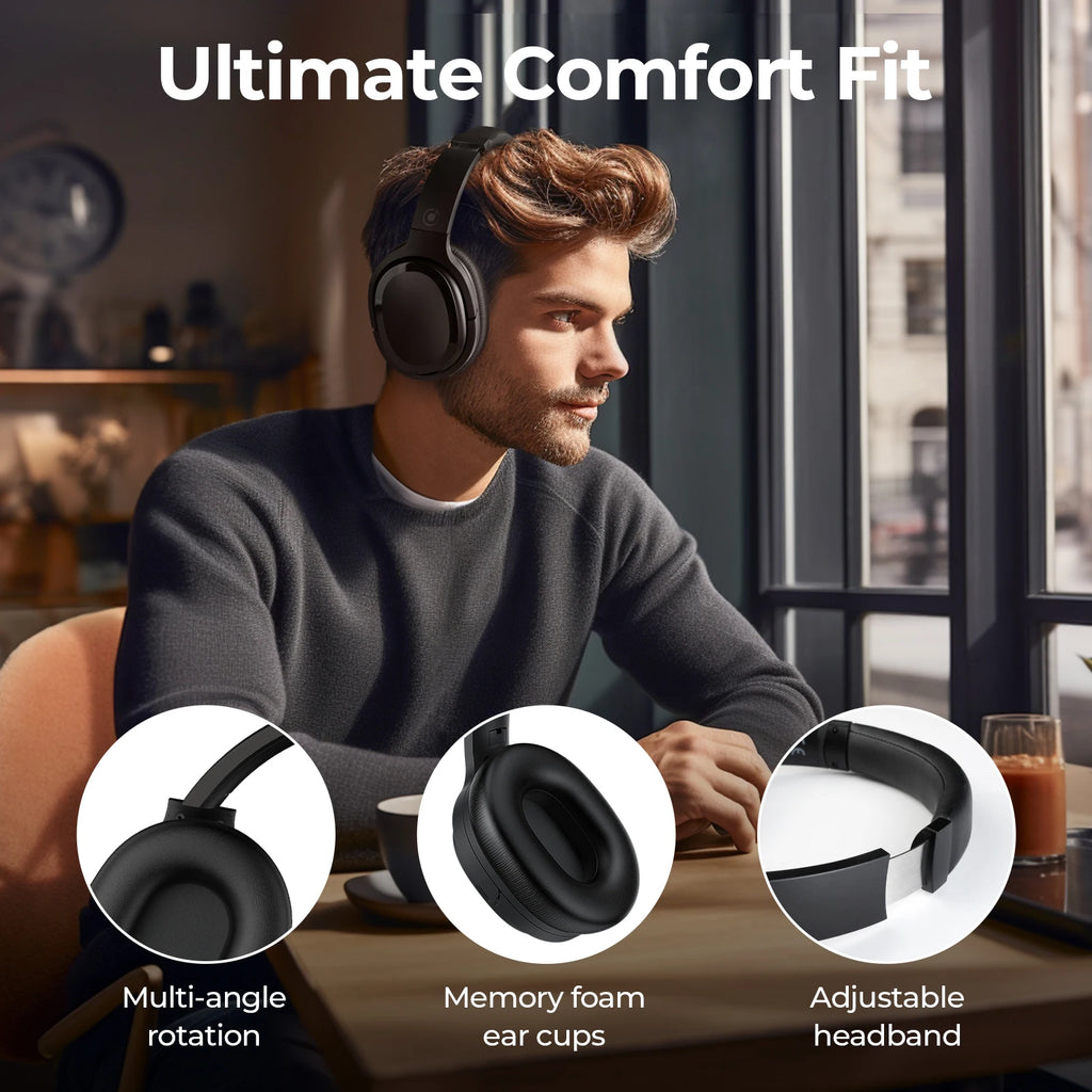 Hybrid ANC Wireless Headphones Over-ear BT5.2 Headset 35H Long Playtime Earphones