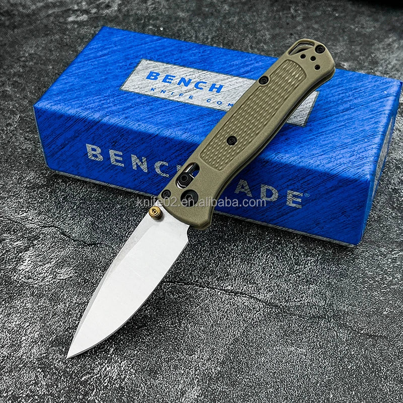 BM-Mini BUGOUT 533 Silver Blade Pocket Folding Knife Outdoor Camping EDC Tool Lightweight Anti Slip Camping Knife