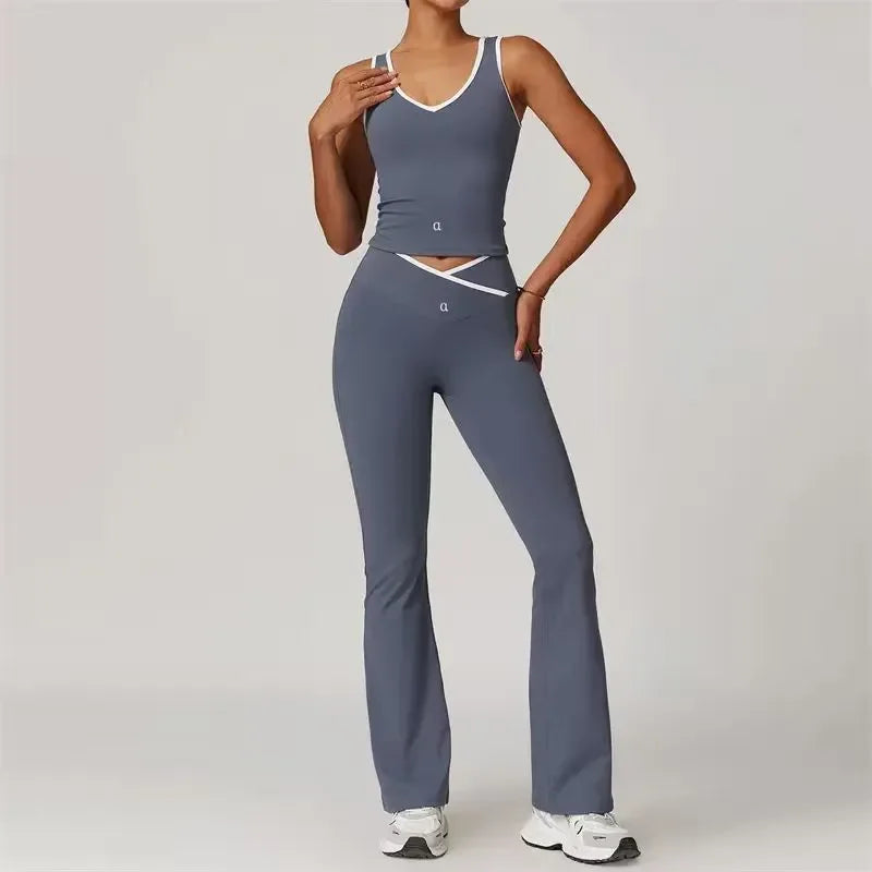 Women Yoga Set Yoga 2-piece Letter Printing Sports Suit Aloismness Casual