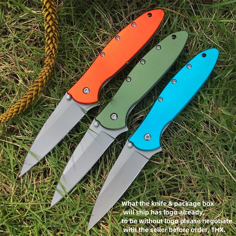 LEEK 1660 Polychrome Survival EDC Folding Knife Wilderness Camping Aluminum Alloy Handle Stainless Steel Blade for Hiking