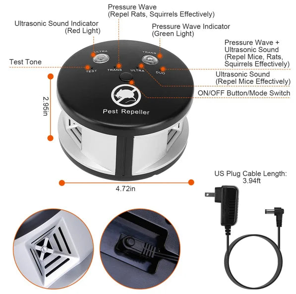 Comprehensive Ultrasonic Pest Repeller Electronic Plug-in Pest Control Mouse Chaser Blocker Repellent Deterrent