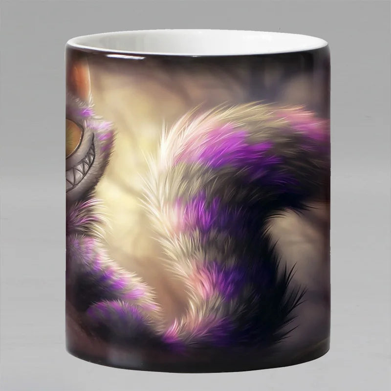 Smile Cat Animal Heat Sensitive Coffee Mug Cup, Porcelain Magic Color Changing Tea Cups, Christmas Gift, 11oz