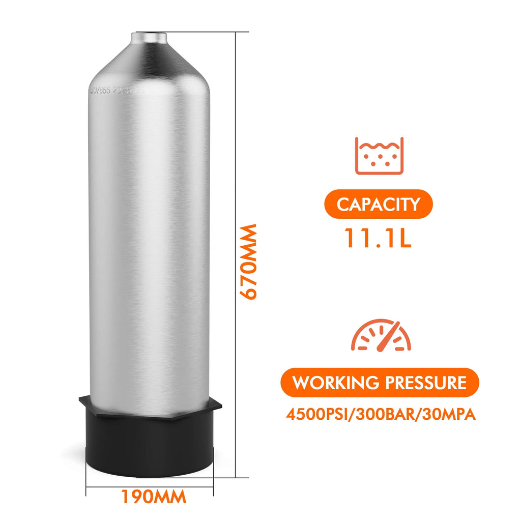 TUXING CE Factory Competition Price PCP 11.1L High Pressure 20mpa 200bar Scuba Diving Gas Cylinder 6061 Aluminum Alloy Air Tank