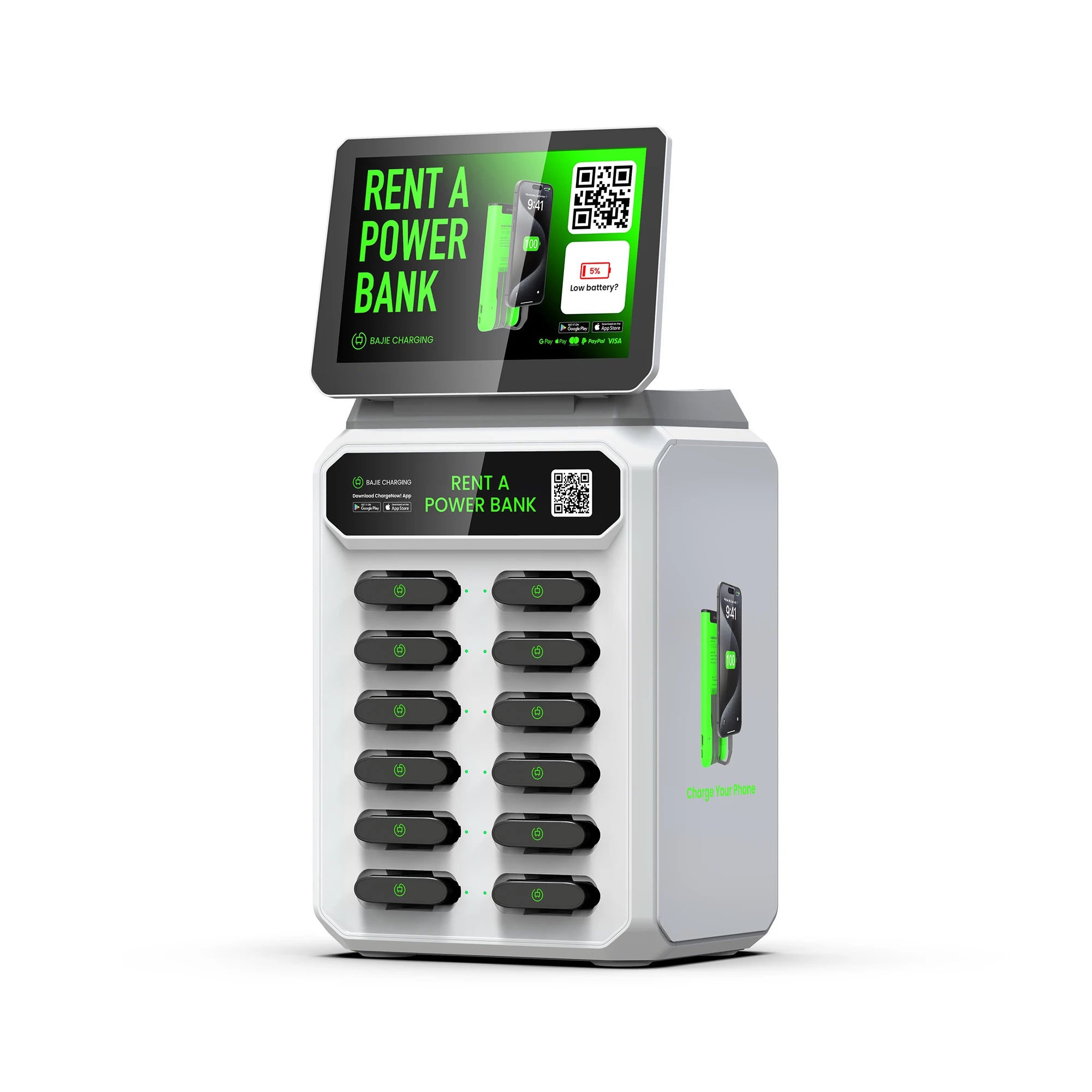 12 Slots Rental Power Bank Station 4g Mobile Phone Charging Vending Station 6000mah Battery Phone Charging Lockers