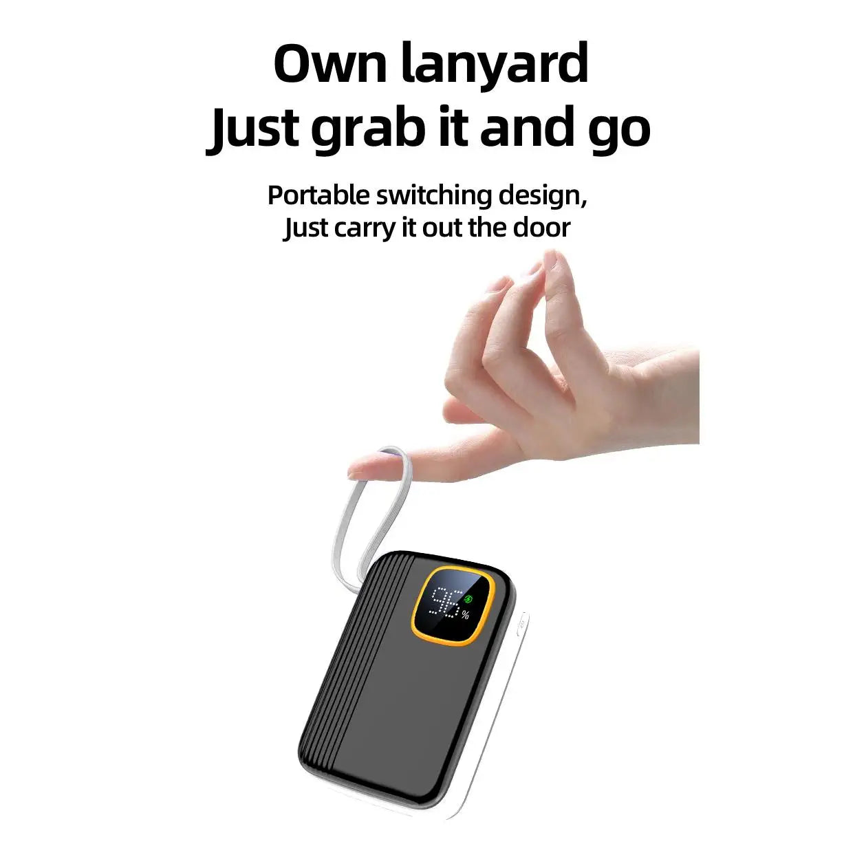 High Capacity 10000mAh Plastic Li-Polymer Battery Outdoor Portable Power Bank LED Display Screen Fast Charging 3A Current 25W