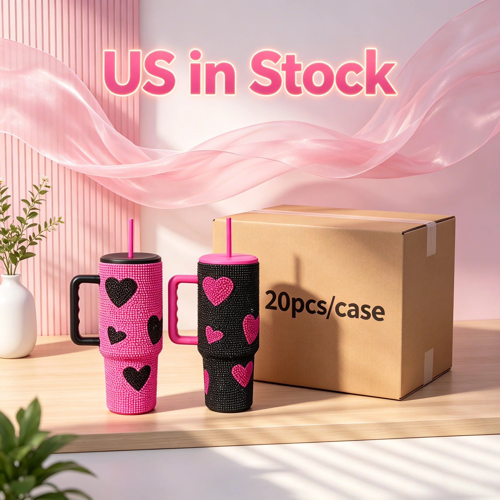 Us Warehouse 40 OZ Sparkle Rhinestone Dishwasher Safe Camping Gear 40OZ Tumbler Sublimation for Home Office Outdoor Daily Use