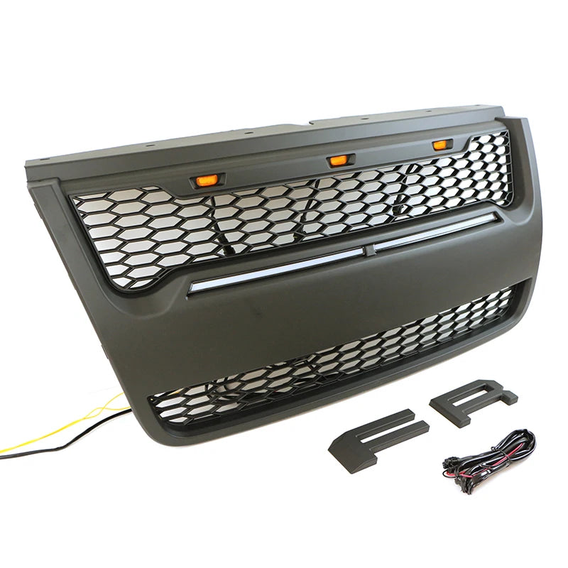 Popular Offroad Mesh Front Grill Matte Black Grille With Light Bar Fit for Ford Explorer 2006-2010