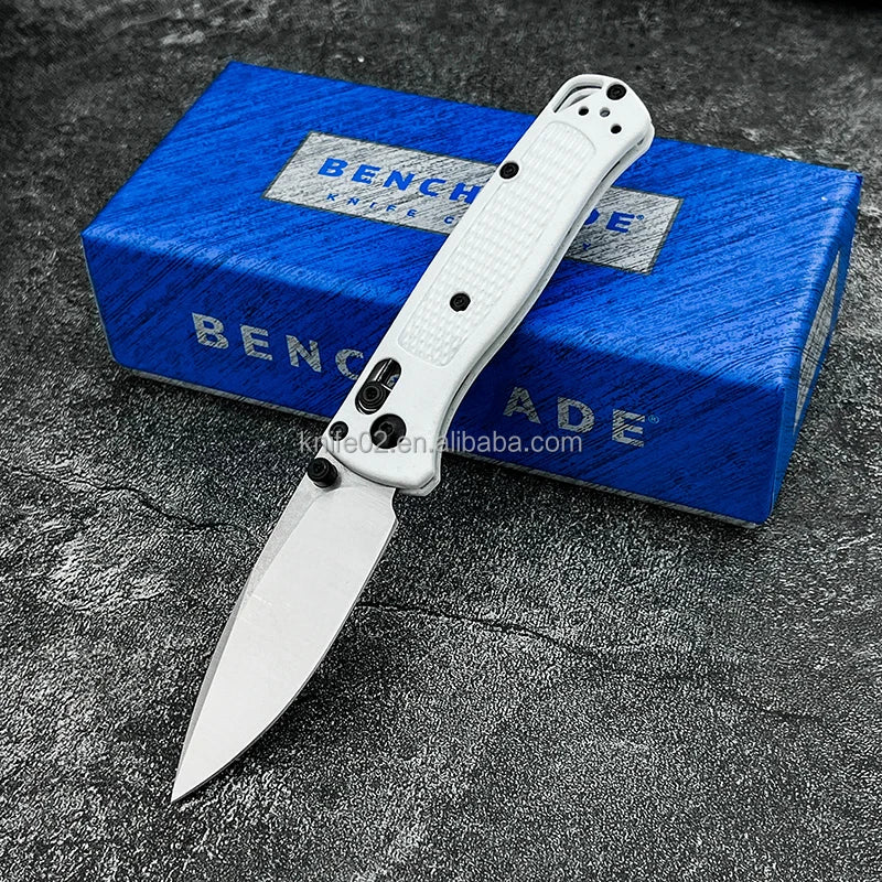 BM-Mini BUGOUT 533 Silver Blade Pocket Folding Knife Outdoor Camping EDC Tool Lightweight Anti Slip Camping Knife